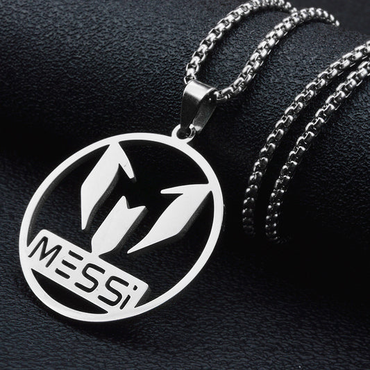 Messi Football Surrounding Titanium Steel Pendant Boy Necklace Hip Hop Street Necklace Souvenir