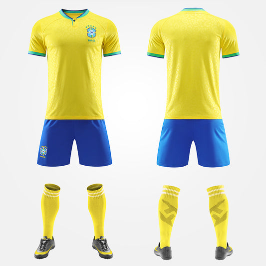 World Cup Qatar Football Shirt Set National Team Kit Portugal Argentina Brazil Home Away Shirt Boys and Girls